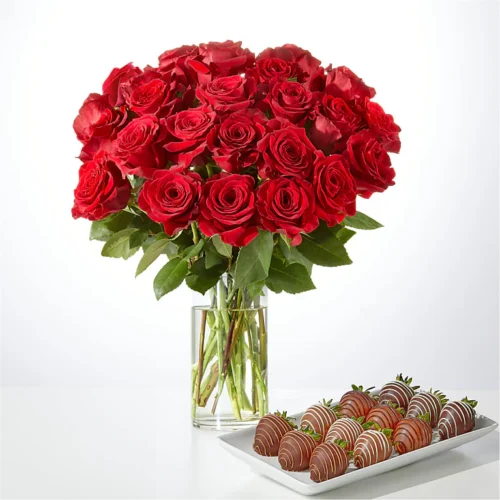Red Rose Bouquet and Berry Bundle