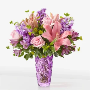 Precious Petals Bouquet with Luxe Swirl Vase
